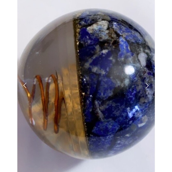 Sodalite & Clear Quartz Crystal Orgonite Sphere - Picture 3 of 7